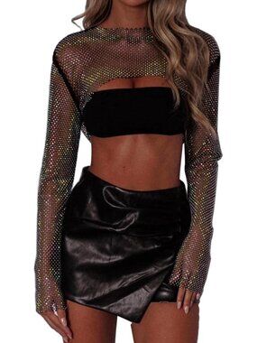 Rhinestone mesh sparkly top